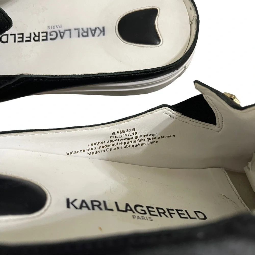 Karl Lagerfeld Paris "Eisley" Slip On Mule Sneakers in Black and Gold Size 6.5 - Picture 9 of 9